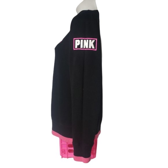 VICTORIA'S SECRET PINK BLACK AND HOT PINK PULLOVER SWEATSHIRT SIZE XS - Picture 3 of 7